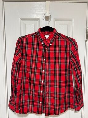Crewcuts Red, Black & Yellow Plaid Button-Down Shirt